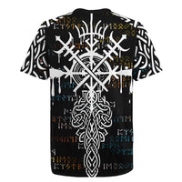Viking Runes and Norse Mythology Symbols Rugby Jersey Celtic Knotwork Tribal Illustration Style