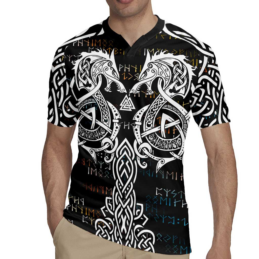 Viking Runes and Norse Mythology Symbols Rugby Jersey Celtic Knotwork Tribal Illustration Style