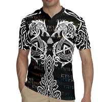 Viking Runes and Norse Mythology Symbols Rugby Jersey Celtic Knotwork Tribal Illustration Style