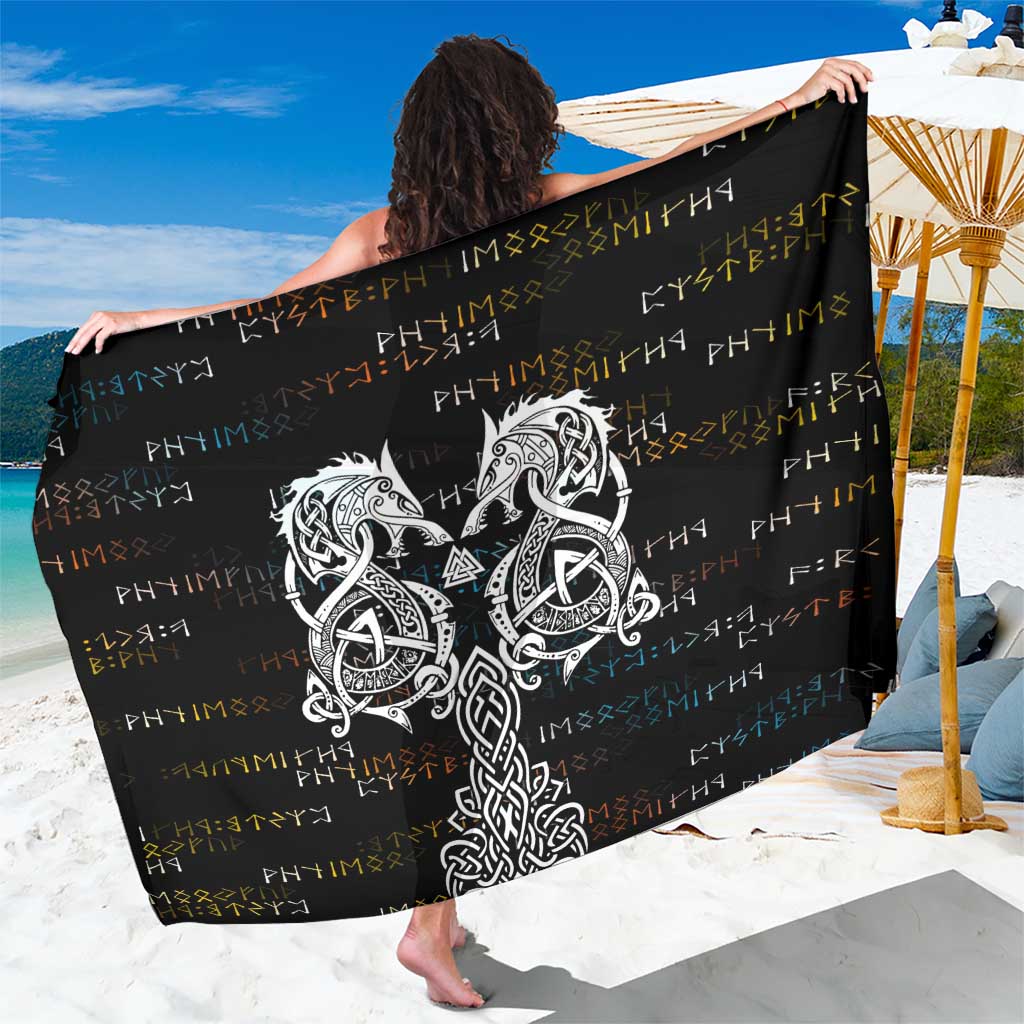 Viking Runes and Norse Mythology Symbols Sarong Celtic Knotwork Tribal Illustration Style