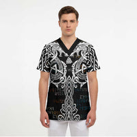 Viking Runes and Norse Mythology Symbols Scrub Top Celtic Knotwork Tribal Illustration Style