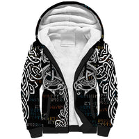 Viking Runes and Norse Mythology Symbols Sherpa Hoodie Celtic Knotwork Tribal Illustration Style