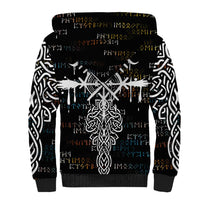 Viking Runes and Norse Mythology Symbols Sherpa Hoodie Celtic Knotwork Tribal Illustration Style