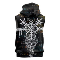 Viking Runes and Norse Mythology Symbols Sleeveless Hoodie Celtic Knotwork Tribal Illustration Style