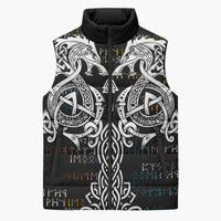 Viking Runes and Norse Mythology Symbols Sleeveless Puffer Jacket Celtic Knotwork Tribal Illustration Style