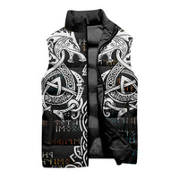 Viking Runes and Norse Mythology Symbols Sleeveless Puffer Jacket Celtic Knotwork Tribal Illustration Style