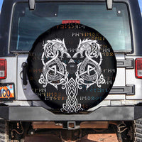 Viking Runes and Norse Mythology Symbols Spare Tire Cover Celtic Knotwork Tribal Illustration Style