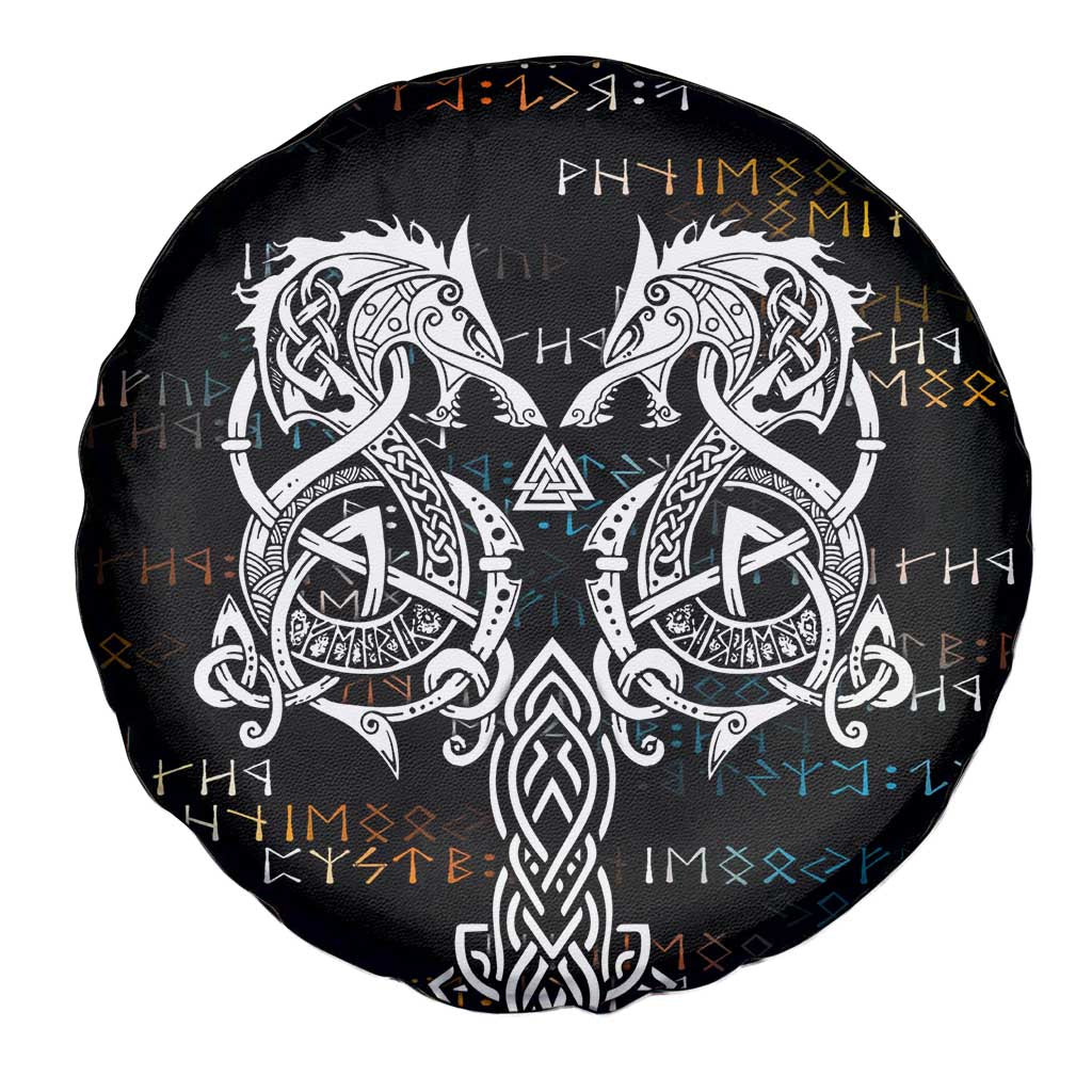 Viking Runes and Norse Mythology Symbols Spare Tire Cover Celtic Knotwork Tribal Illustration Style
