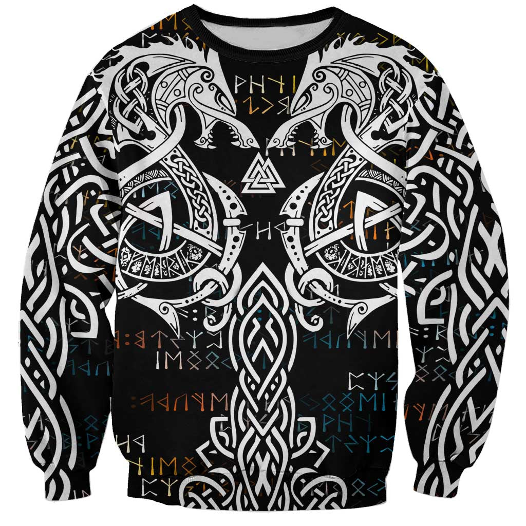 Viking Runes and Norse Mythology Symbols Sweatshirt Celtic Knotwork Tribal Illustration Style