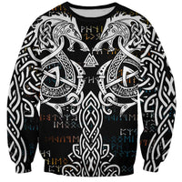 Viking Runes and Norse Mythology Symbols Sweatshirt Celtic Knotwork Tribal Illustration Style