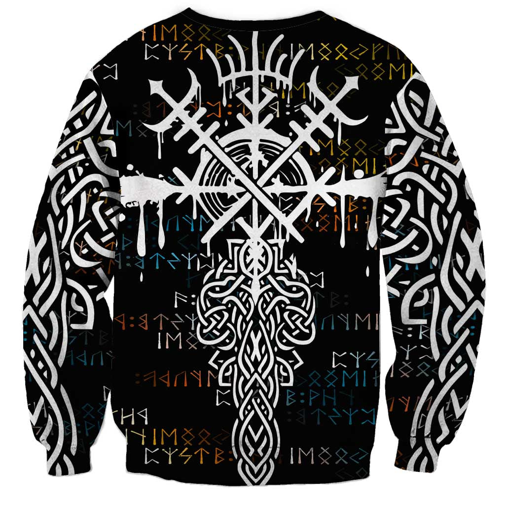 Viking Runes and Norse Mythology Symbols Sweatshirt Celtic Knotwork Tribal Illustration Style
