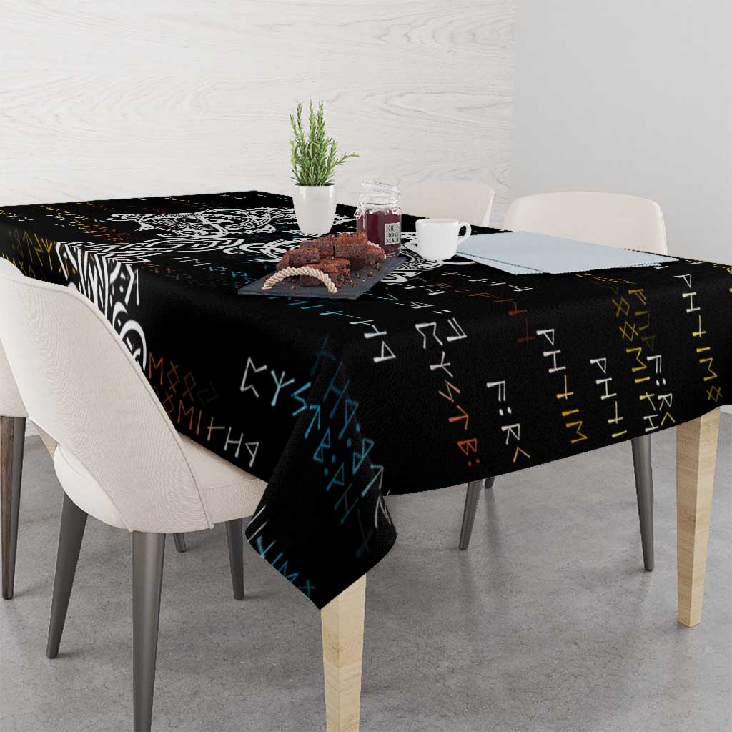 Viking Runes and Norse Mythology Symbols Tablecloth Celtic Knotwork Tribal Illustration Style