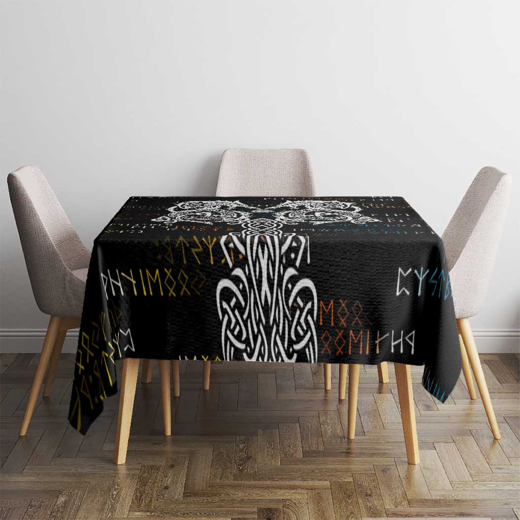 Viking Runes and Norse Mythology Symbols Tablecloth Celtic Knotwork Tribal Illustration Style