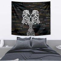 Viking Runes and Norse Mythology Symbols Tapestry Celtic Knotwork Tribal Illustration Style