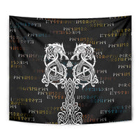 Viking Runes and Norse Mythology Symbols Tapestry Celtic Knotwork Tribal Illustration Style