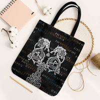 Viking Runes and Norse Mythology Symbols Tote Bag Celtic Knotwork Tribal Illustration Style