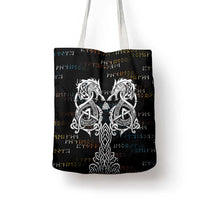 Viking Runes and Norse Mythology Symbols Tote Bag Celtic Knotwork Tribal Illustration Style