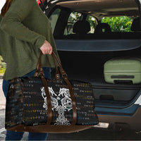 Viking Runes and Norse Mythology Symbols Travel Bag Celtic Knotwork Tribal Illustration Style