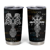Viking Runes and Norse Mythology Symbols Tumbler Cup Celtic Knotwork Tribal Illustration Style