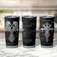 Viking Runes and Norse Mythology Symbols Tumbler Cup Celtic Knotwork Tribal Illustration Style