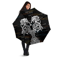 Viking Runes and Norse Mythology Symbols Umbrella Celtic Knotwork Tribal Illustration Style