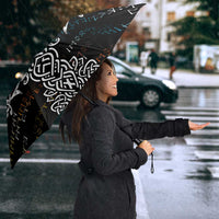 Viking Runes and Norse Mythology Symbols Umbrella Celtic Knotwork Tribal Illustration Style