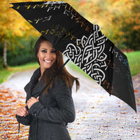 Viking Runes and Norse Mythology Symbols Umbrella Celtic Knotwork Tribal Illustration Style