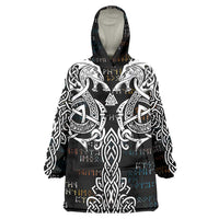 Viking Runes and Norse Mythology Symbols Wearable Blanket Hoodie Celtic Knotwork Tribal Illustration Style