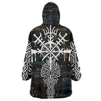 Viking Runes and Norse Mythology Symbols Wearable Blanket Hoodie Celtic Knotwork Tribal Illustration Style