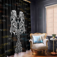 Viking Runes and Norse Mythology Symbols Window Curtain Celtic Knotwork Tribal Illustration Style