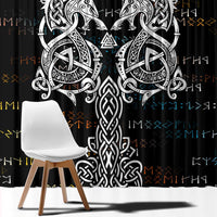 Viking Runes and Norse Mythology Symbols Window Curtain Celtic Knotwork Tribal Illustration Style