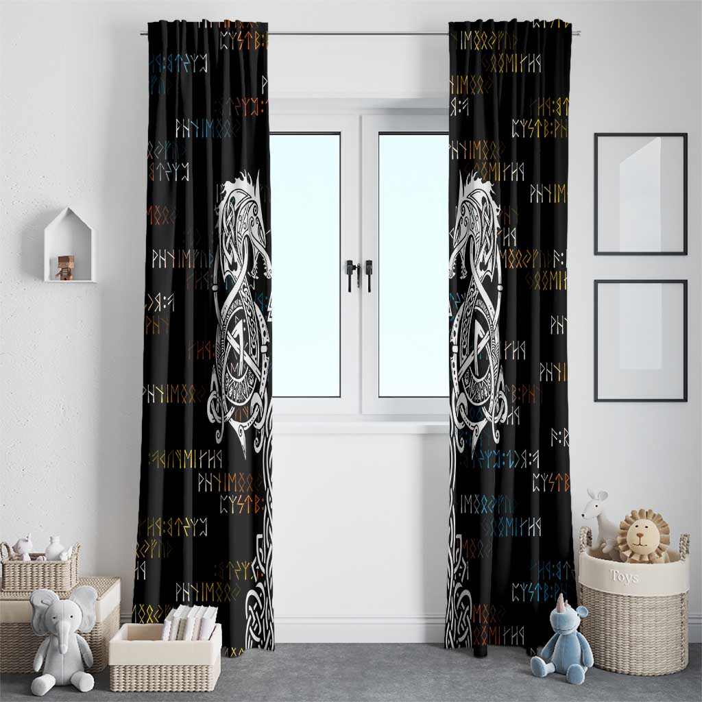 Viking Runes and Norse Mythology Symbols Window Curtain Celtic Knotwork Tribal Illustration Style