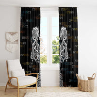 Viking Runes and Norse Mythology Symbols Window Curtain Celtic Knotwork Tribal Illustration Style