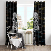Viking Runes and Norse Mythology Symbols Window Curtain Celtic Knotwork Tribal Illustration Style