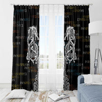 Viking Runes and Norse Mythology Symbols Window Curtain Celtic Knotwork Tribal Illustration Style