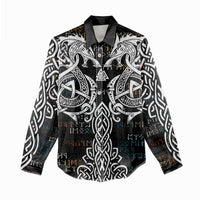 Viking Runes and Norse Mythology Symbols Women Casual Shirt Celtic Knotwork Tribal Illustration Style