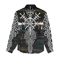 Viking Runes and Norse Mythology Symbols Women Casual Shirt Celtic Knotwork Tribal Illustration Style