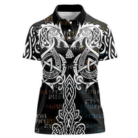 Viking Runes and Norse Mythology Symbols Women Polo Shirt Celtic Knotwork Tribal Illustration Style