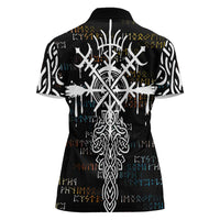 Viking Runes and Norse Mythology Symbols Women Polo Shirt Celtic Knotwork Tribal Illustration Style