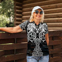 Viking Runes and Norse Mythology Symbols Women Polo Shirt Celtic Knotwork Tribal Illustration Style