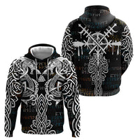 Viking Runes and Norse Mythology Symbols Zip Hoodie Celtic Knotwork Tribal Illustration Style