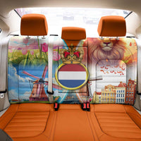 Dutch Lion Design Back Car Seat Cover with Tulips Windmills Bicycles and Coat of Arms