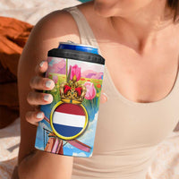 Dutch Lion Design 4 in 1 Can Cooler Tumbler with Tulips Windmills Bicycles and Coat of Arms