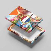 Dutch Lion Design Canvas Wall Art with Tulips Windmills Bicycles and Coat of Arms