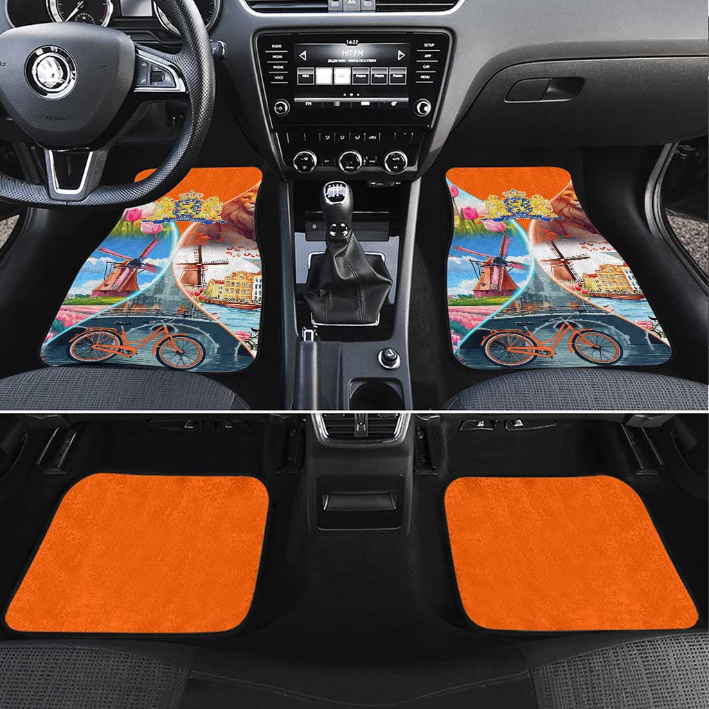 Dutch Lion Design Car Mats with Tulips Windmills Bicycles and Coat of Arms