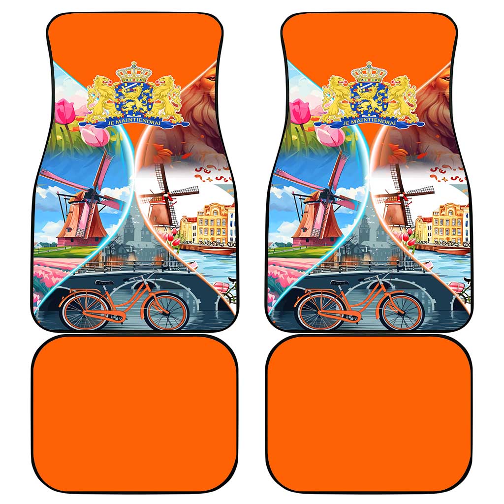 Dutch Lion Design Car Mats with Tulips Windmills Bicycles and Coat of Arms