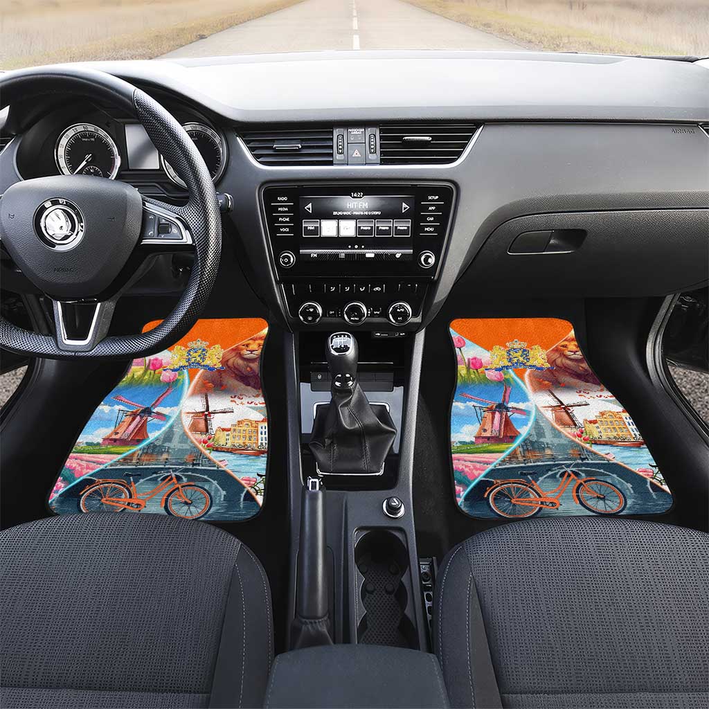 Dutch Lion Design Car Mats with Tulips Windmills Bicycles and Coat of Arms