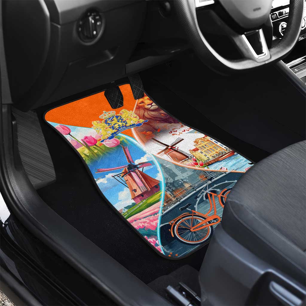Dutch Lion Design Car Mats with Tulips Windmills Bicycles and Coat of Arms