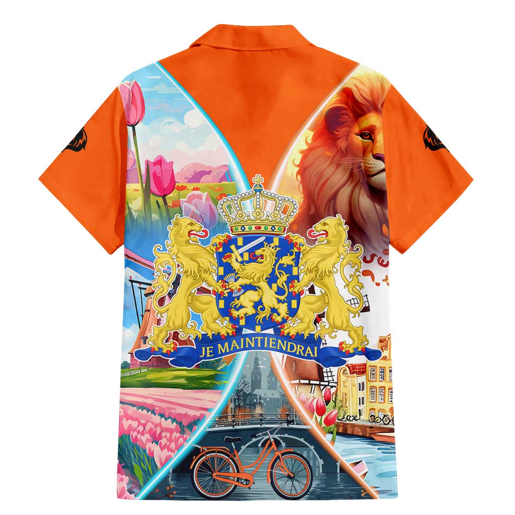 Dutch Lion Design Family Matching Mermaid Dress and Hawaiian Shirt with Tulips Windmills Bicycles and Coat of Arms