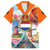 Dutch Lion Design Family Matching Off The Shoulder Long Sleeve Dress and Hawaiian Shirt with Tulips Windmills Bicycles and Coat of Arms